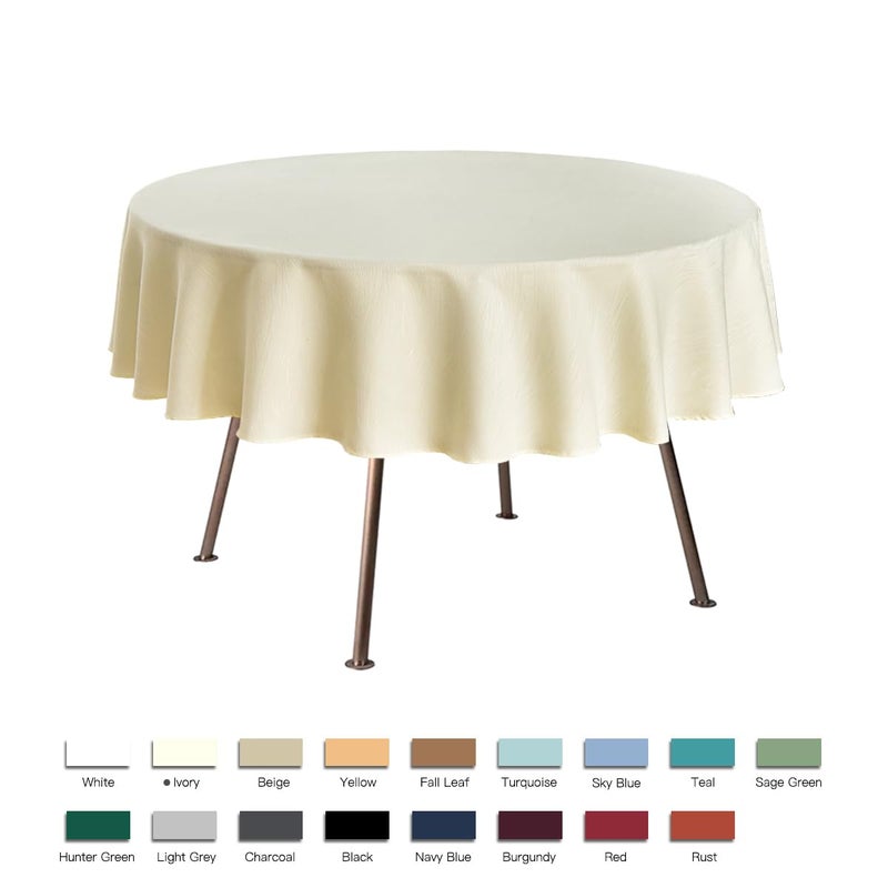 maxmill Round Jacquard Tablecloths Swirl Pattern Spillproof Wrinkle Free Heavy Weight Soft Table Cloth for Circular Table Cover of Buffet Banquet Parties Holiday Dinner Round 90 Inch Ivory - Image 2